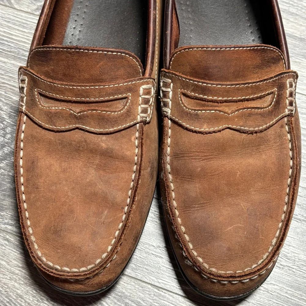 FootJoy Mens 12M Brown Leather Moc Toe Driving Loafer Golf Shoes 79011